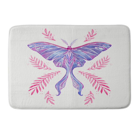 Avenie Luna Moth Blue Violet Memory Foam Bath Mat