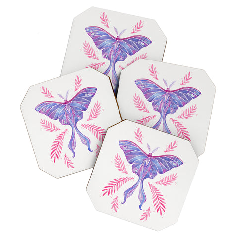 Avenie Luna Moth Blue Violet Coaster Set