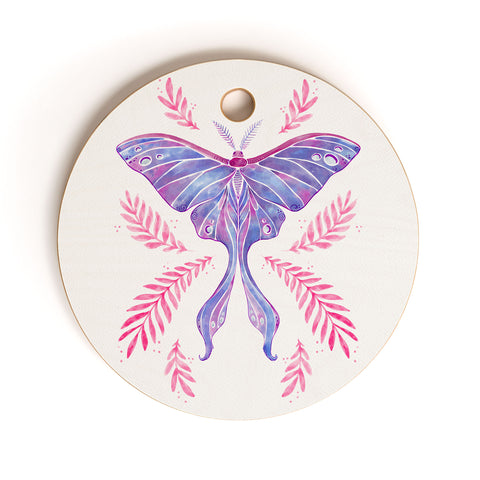 Avenie Luna Moth Blue Violet Cutting Board Round