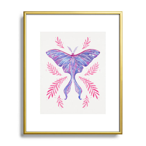 Avenie Luna Moth Blue Violet Metal Framed Art Print