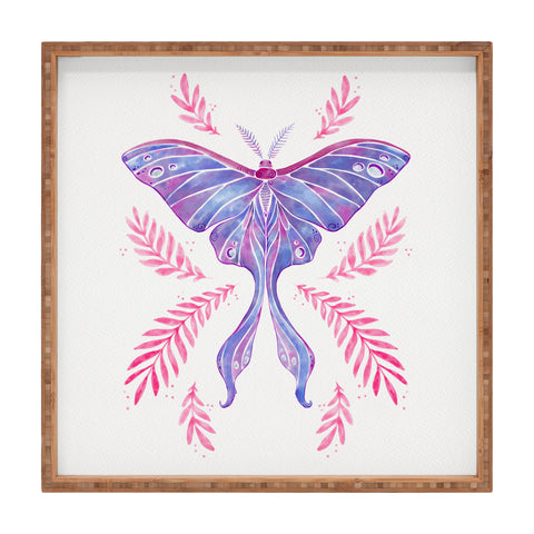 Avenie Luna Moth Blue Violet Square Tray