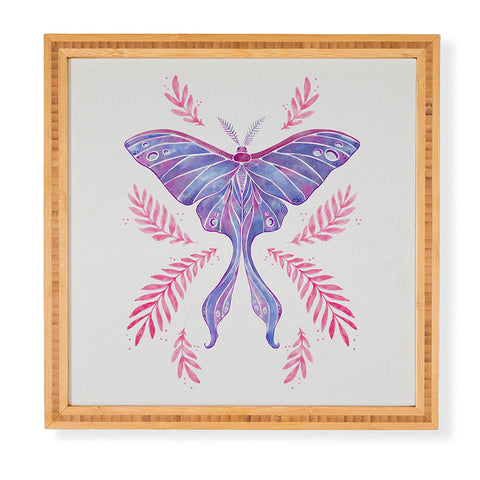 Avenie Luna Moth Blue Violet Framed Wall Art