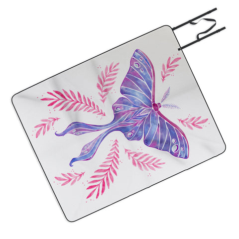 Avenie Luna Moth Blue Violet Picnic Blanket