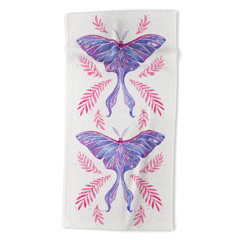 Avenie Luna Moth Blue Violet Beach Towel