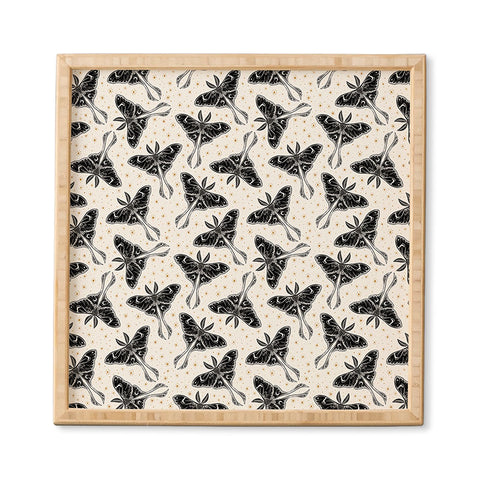 Avenie Luna Moth Cream And Black Framed Wall Art