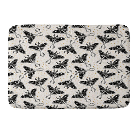 Avenie Luna Moth Cream And Black Memory Foam Bath Mat