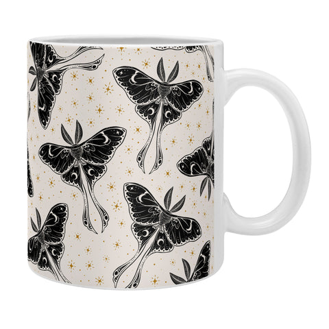 Avenie Luna Moth Cream And Black Coffee Mug