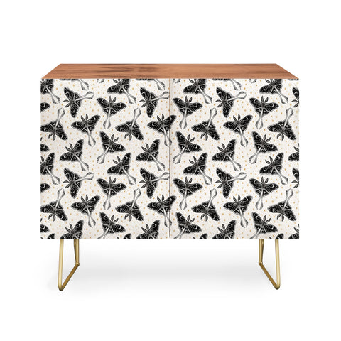 Avenie Luna Moth Cream And Black Credenza