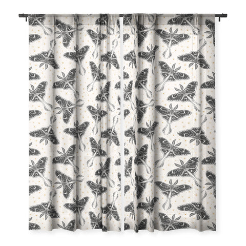 Avenie Luna Moth Cream And Black Sheer Non Repeat