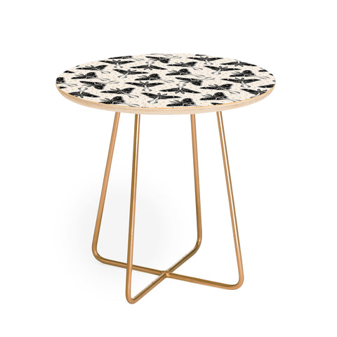 Avenie Luna Moth Cream And Black Round Side Table