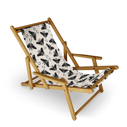 Avenie Luna Moth Cream And Black Sling Chair