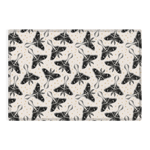 Avenie Luna Moth Cream And Black Outdoor Rug