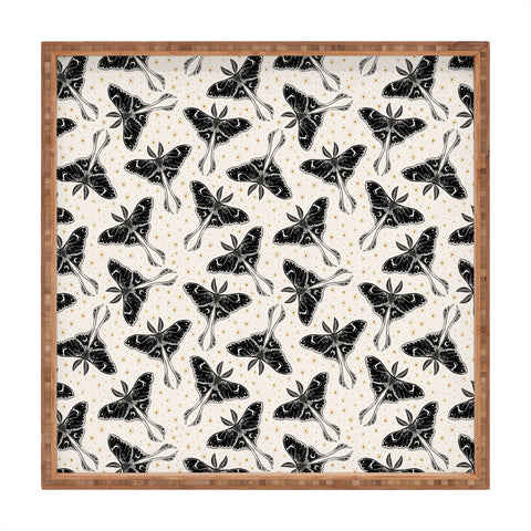 Avenie Luna Moth Cream And Black Square Tray
