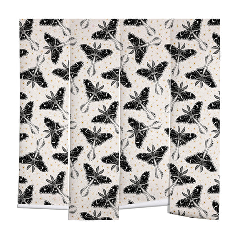 Avenie Luna Moth Cream And Black Wall Mural