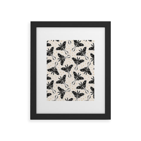 Avenie Luna Moth Cream And Black Framed Art Print