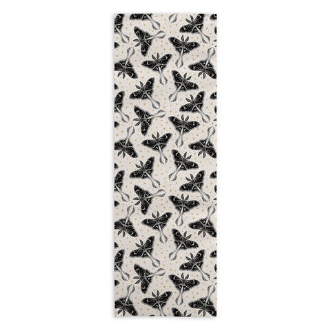 Avenie Luna Moth Cream And Black Yoga Towel