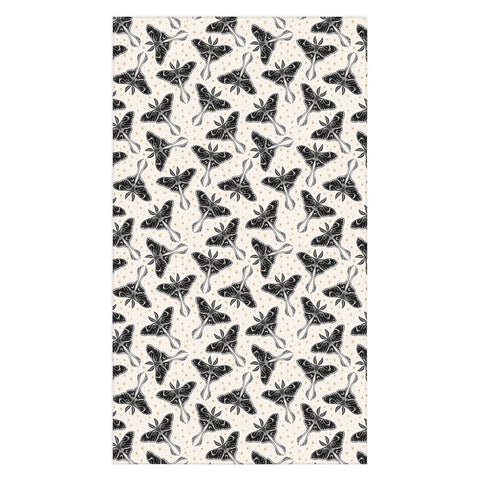 Avenie Luna Moth Cream And Black Tablecloth