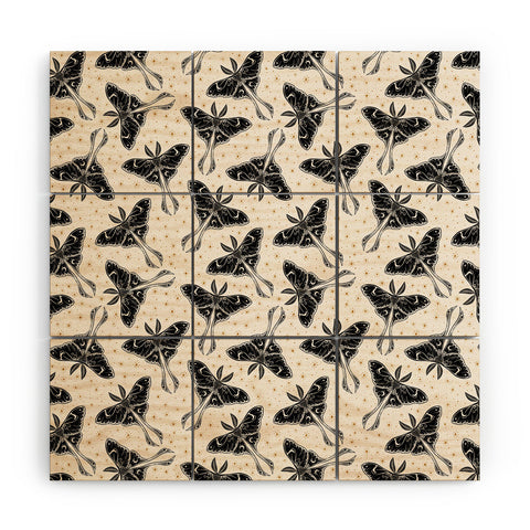Avenie Luna Moth Cream And Black Wood Wall Mural
