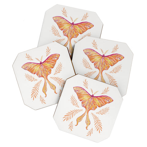 Avenie Luna Moth Fall Orange Coaster Set