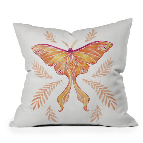 Avenie Luna Moth Fall Orange Outdoor Throw Pillow
