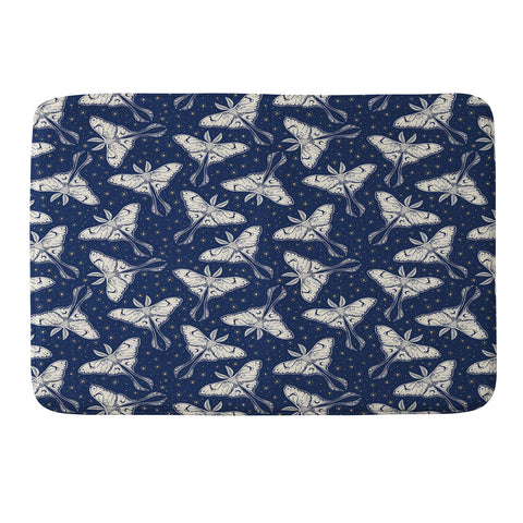 Avenie Luna Moth In Dark Navy Memory Foam Bath Mat