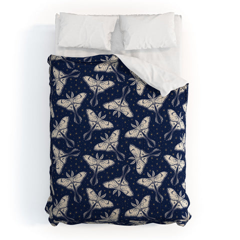Avenie Luna Moth In Dark Navy Comforter