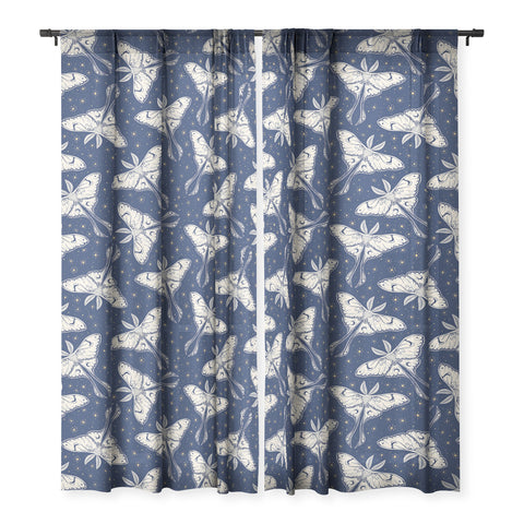 Avenie Luna Moth In Dark Navy Sheer Non Repeat