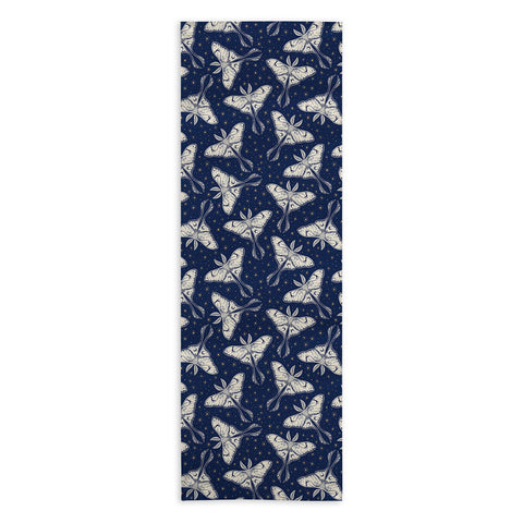 Avenie Luna Moth In Dark Navy Yoga Towel