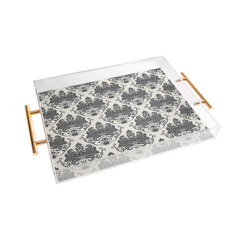 Avenie Luxury Damask Neutral Acrylic Tray
