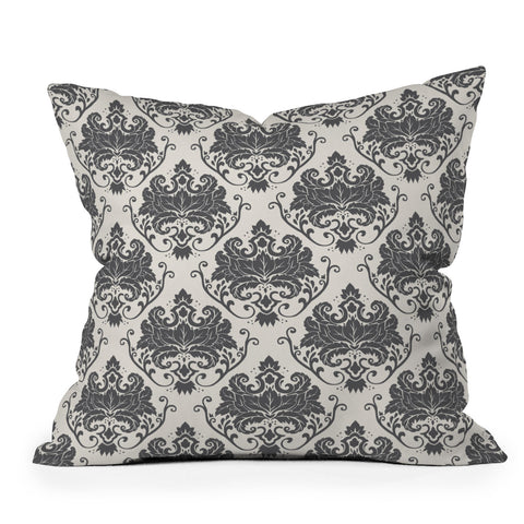 Avenie Luxury Damask Neutral Outdoor Throw Pillow
