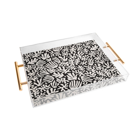 Avenie Matisse Inspired Shapes Black I Acrylic Tray