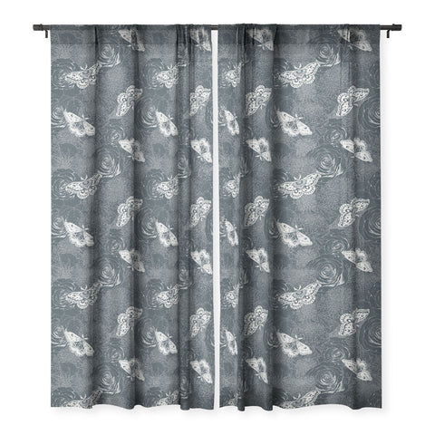Avenie Midnight Blooms Mineral Dust Sheer Window Curtain