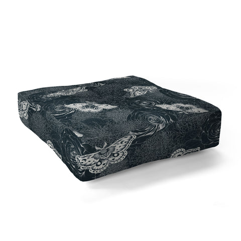 Avenie Midnight Blooms Mineral Dust Floor Pillow Square