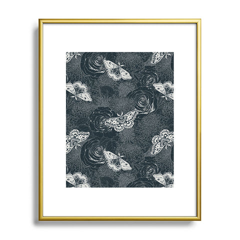 Avenie Midnight Blooms Mineral Dust Metal Framed Art Print