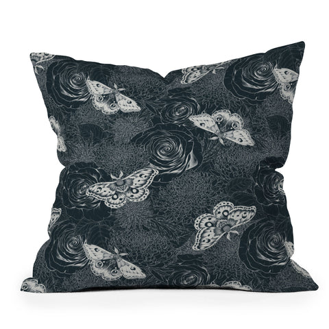 Avenie Midnight Blooms Mineral Dust Throw Pillow