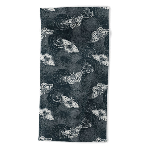 Avenie Midnight Blooms Mineral Dust Beach Towel
