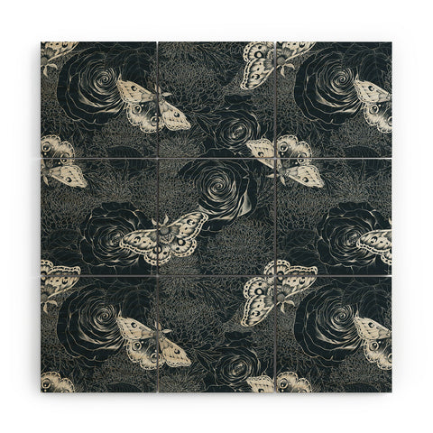 Avenie Midnight Blooms Mineral Dust Wood Wall Mural
