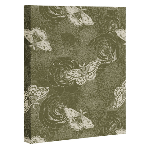 Avenie Midnight Blooms Shaded Lichen Art Canvas