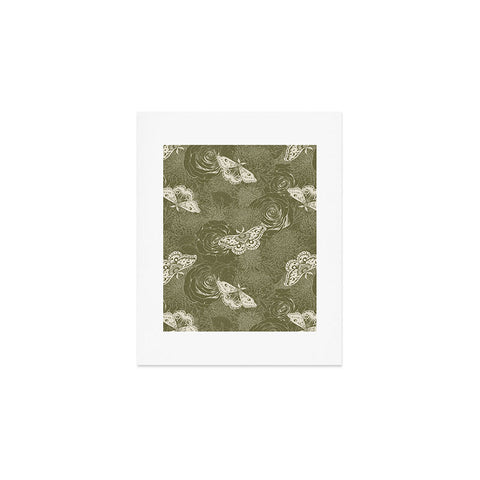 Avenie Midnight Blooms Shaded Lichen Art Print