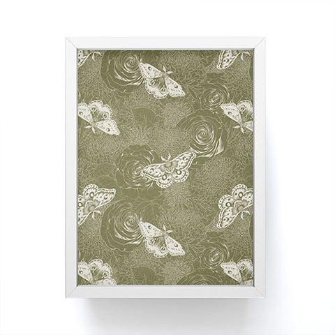Avenie Midnight Blooms Shaded Lichen Framed Mini Art Print Square