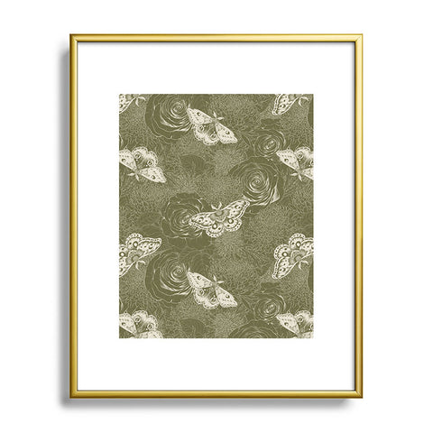 Avenie Midnight Blooms Shaded Lichen Metal Framed Art Print