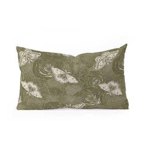 Avenie Midnight Blooms Shaded Lichen Oblong Throw Pillow