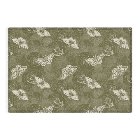 Avenie Midnight Blooms Shaded Lichen Outdoor Rug