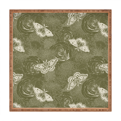 Avenie Midnight Blooms Shaded Lichen Square Tray