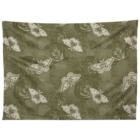 Avenie Midnight Blooms Shaded Lichen Tapestry
