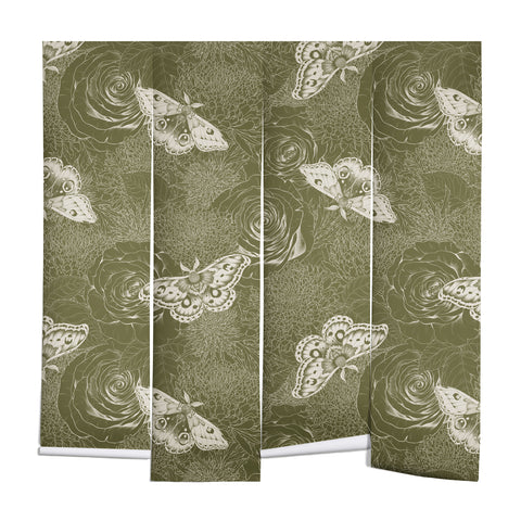 Avenie Midnight Blooms Shaded Lichen Wall Mural