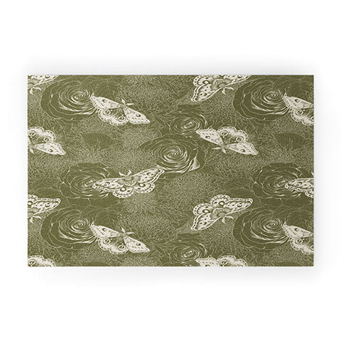 Avenie Midnight Blooms Shaded Lichen Welcome Mat