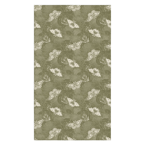 Avenie Midnight Blooms Shaded Lichen Tablecloth