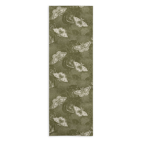 Avenie Midnight Blooms Shaded Lichen Yoga Towel