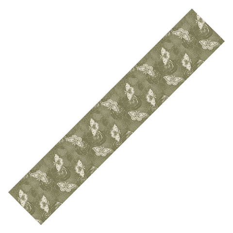 Avenie Midnight Blooms Shaded Lichen Table Runner